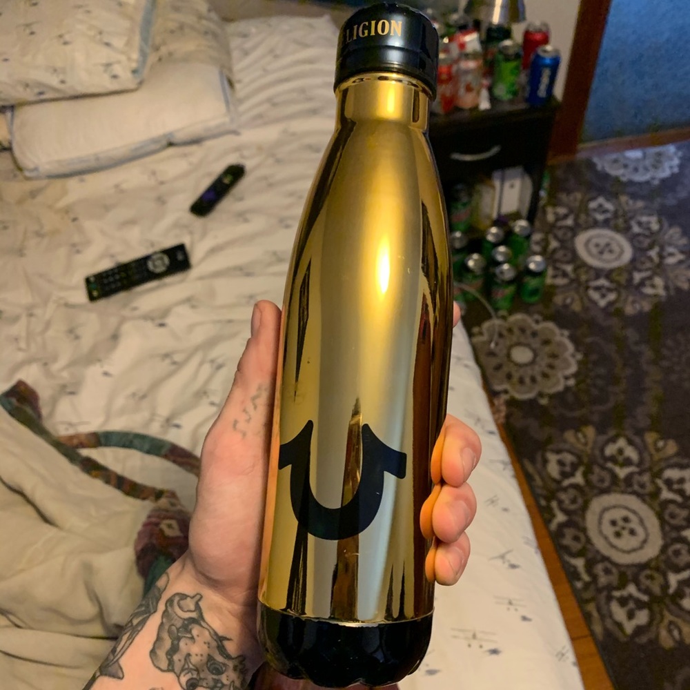 True Religion metal water bottle